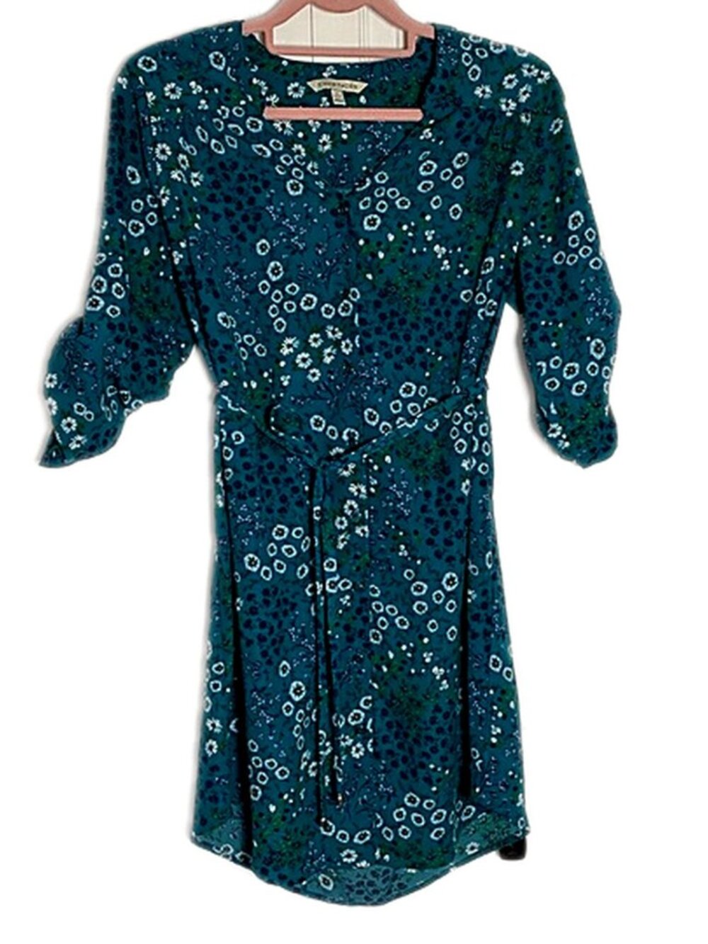 41 Hawthorn Stitchfix Teal Blue Button Down Shirt Dress size Small Petite